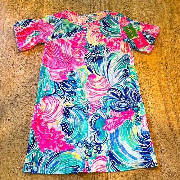 Lilly Pulitzer size large girls 8/10 Lindell Dress Beach Please NWT - Picture 1 of 5